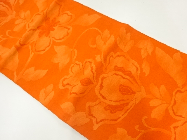 JAPANESE NAGOYA OBI / UNUSED / TSUMUGI / WOVEN FLOWER